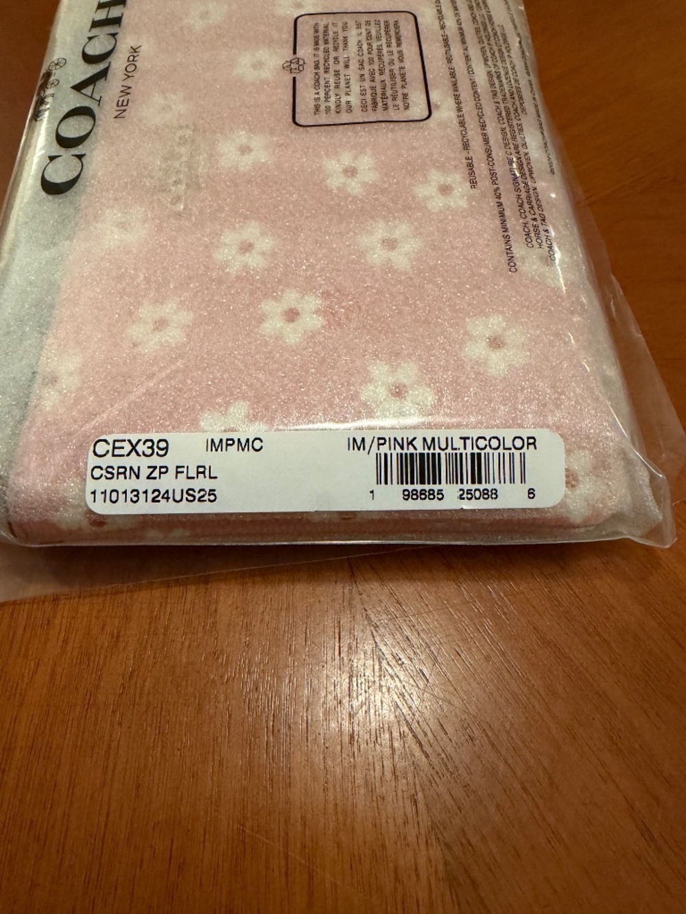Coach Corner Zip Wristlet With Pink Floral Print - NWT - Picture 6 of 7